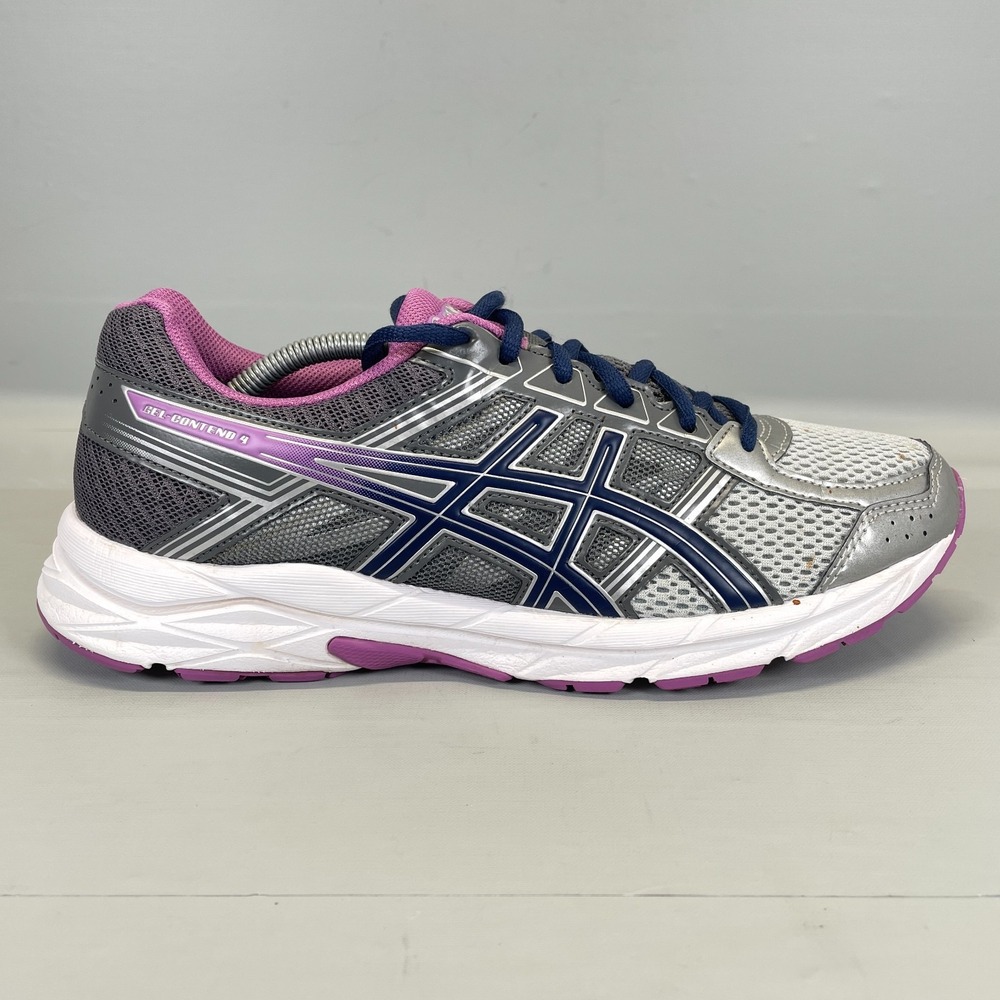 Asics Gel-Contend 4 Running Shoes Womens Size 9.5 Gray Mesh Lace Up Sneakers
